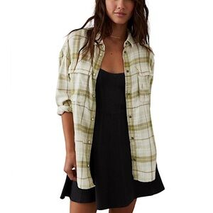American Eagle Oversized Seriously Lived In Plaid Shirt